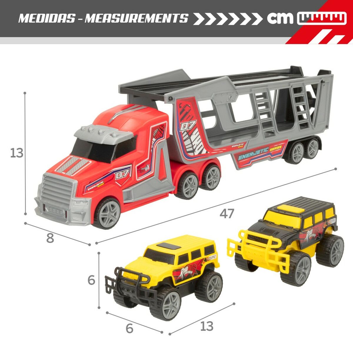 Camion Autotransporter Colorbaby 47 x 13 x 8 cm (4 Unități) 3 Piese Frecare/fricţiune - Jucarii si jocuri, Vehicule