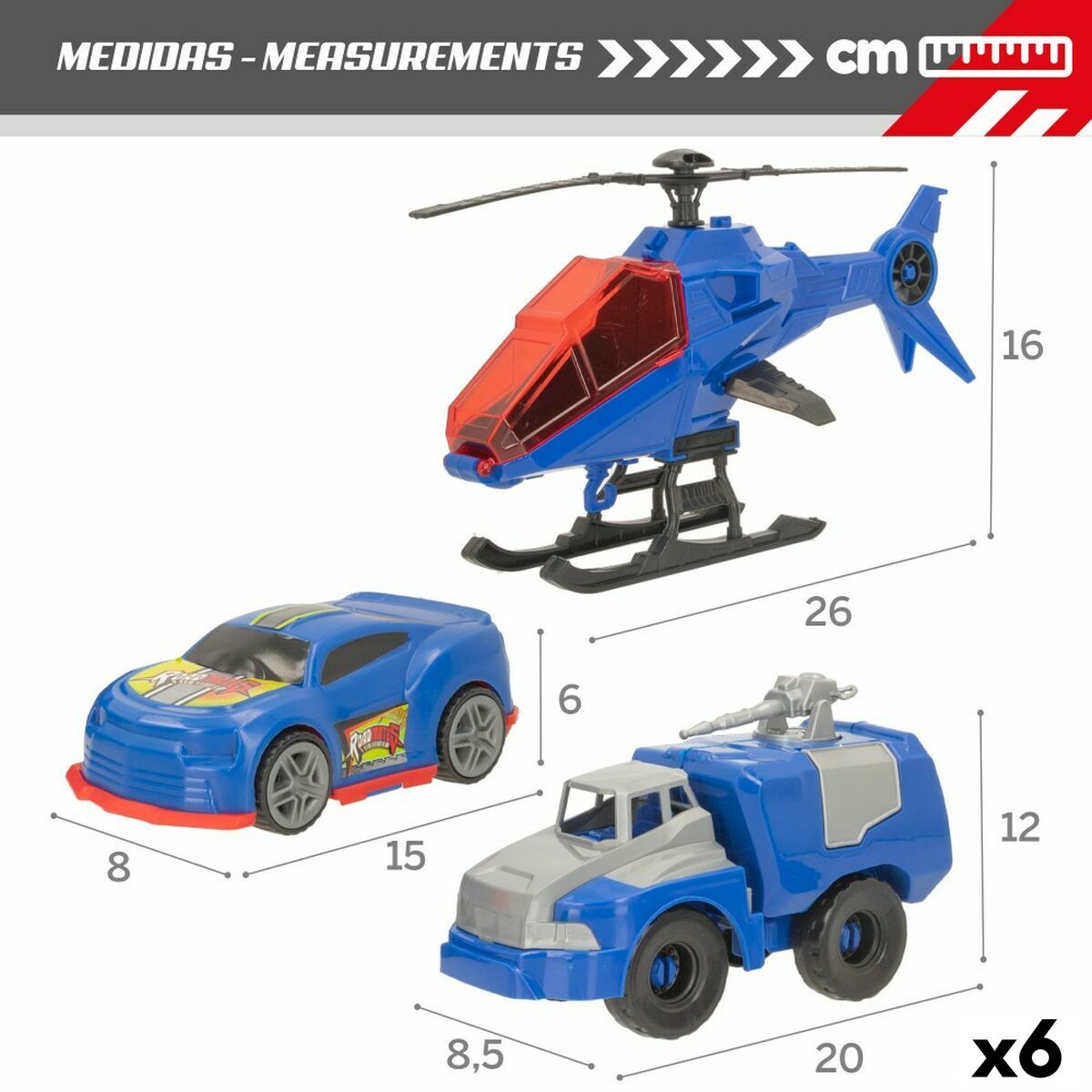 Set mașini Colorbaby 20 x 12 x 8,5 cm 6 Unități 3 Piese Polițist - Jucarii si jocuri, Vehicule