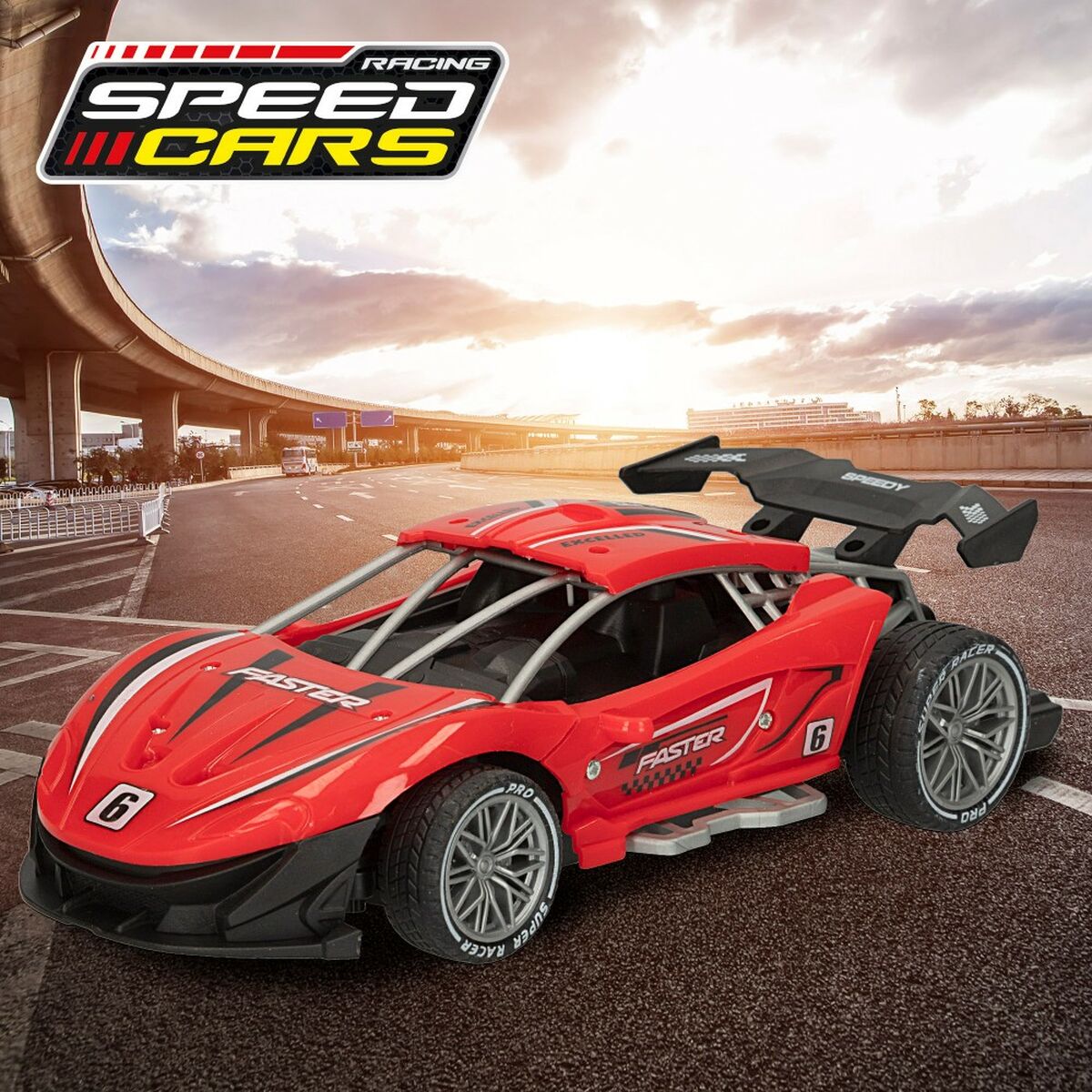 Mașină Radio Control Speed & Go 22 x 7 x 11 cm 1:16 Roșu 6 Unități - Jucarii si jocuri, Vehicule