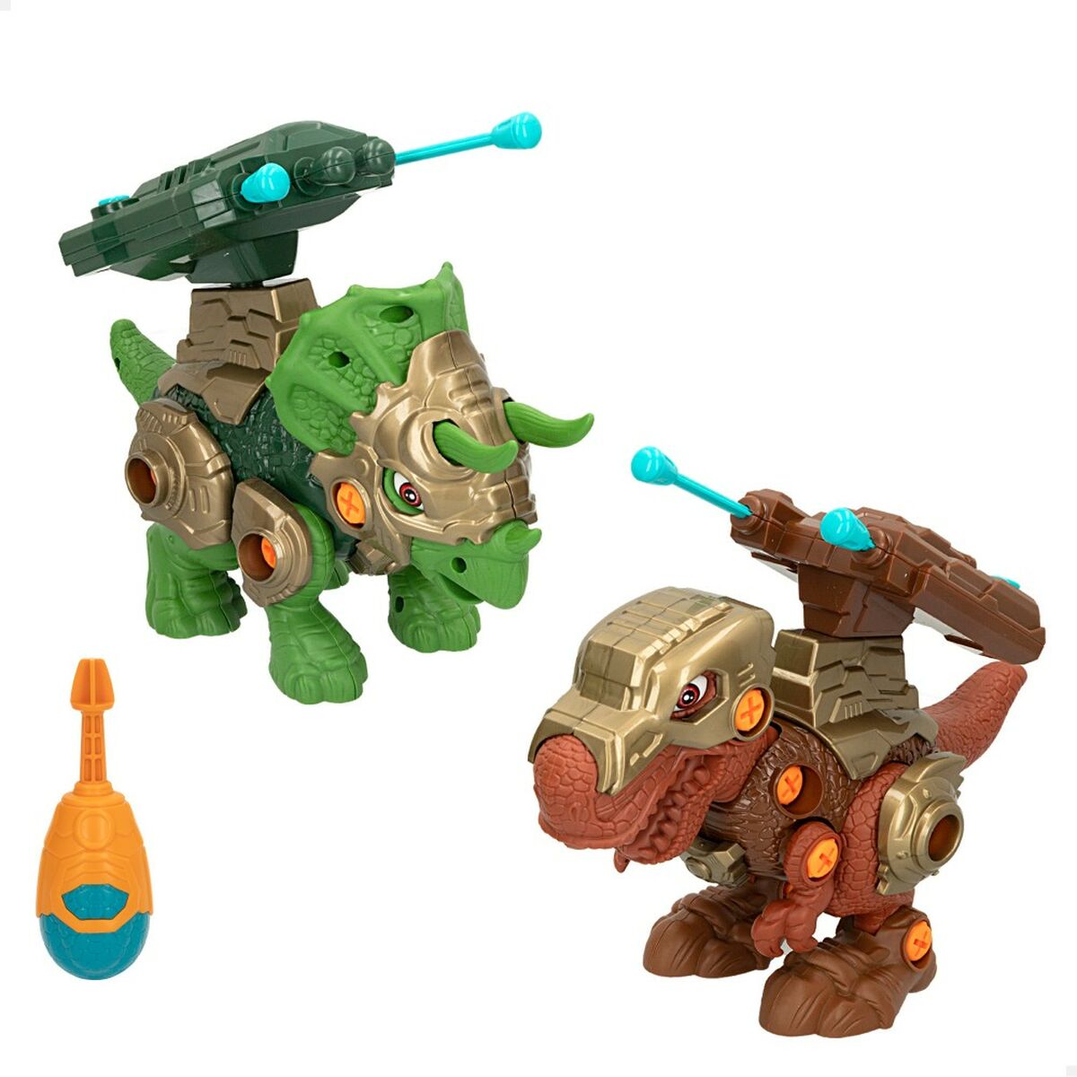 Set de 2 Dinozauri Colorbaby 21 x 14 x 9,5 cm articulat Lansator de Proiectile 4 Unități Dinozaur - Jucarii si jocuri, Păpuși și figurine