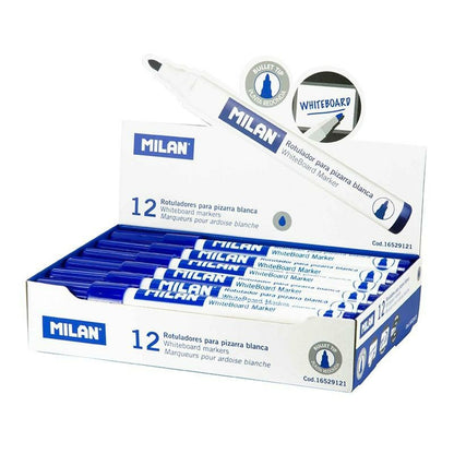 Set de Carioci Milan Albastru Tablă albă 12 Piese (36 Unități) - Birou și papetărie, Pixuri, creioane și articole de scris