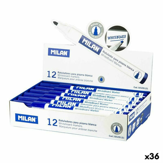 Set de Carioci Milan Albastru Tablă albă 12 Piese (36 Unități) - Birou și papetărie, Pixuri, creioane și articole de scris