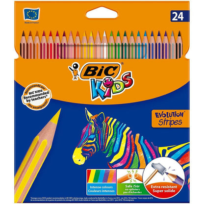 Creioane culori Bic KIDS EVOLUTION STRIPES Multicolor 24 Piese (20 Unități) - Birou și papetărie, Arte și Meserii