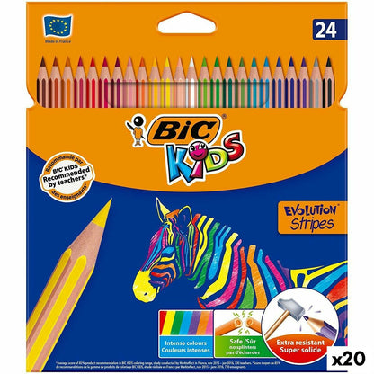 Creioane culori Bic KIDS EVOLUTION STRIPES Multicolor 24 Piese (20 Unități) - Birou și papetărie, Arte și Meserii