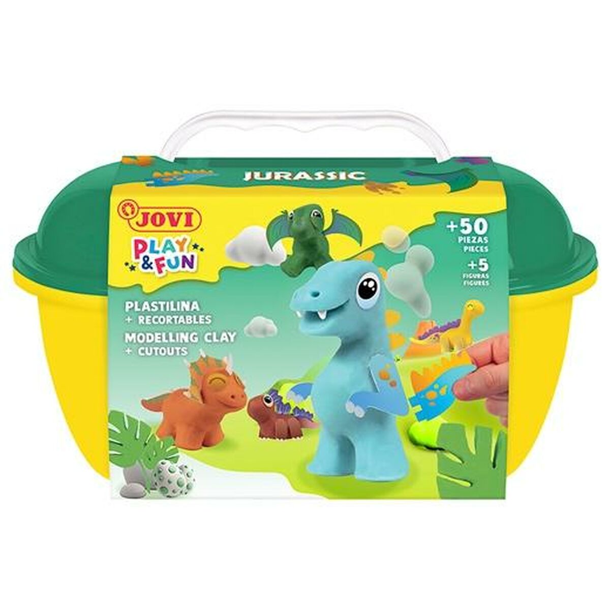 Joc de Plastilină Jovi PLAY&FUN JURASIC Multicolor (4 Unități) - Jucarii si jocuri, Activități creative