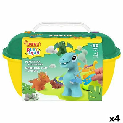 Joc de Plastilină Jovi PLAY&FUN JURASIC Multicolor (4 Unități) - Jucarii si jocuri, Activități creative