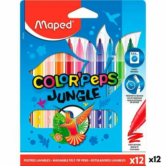 Set de Carioci Maped COLOR´PEPS JUNGLE Multicolor 12 Piese (12 Unități) - Birou și papetărie, Pixuri, creioane și articole de scris