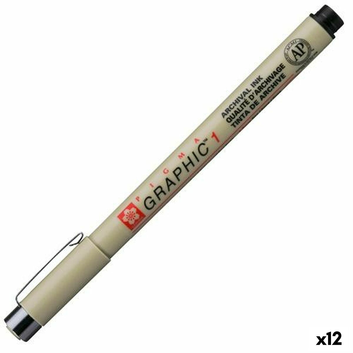 Carioci Talens Sakura PIGMA GRAPHIC 1 Negru (12 Unități) - Birou și papetărie, Pixuri, creioane și articole de scris