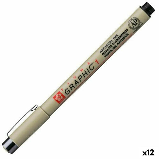 Carioci Talens Sakura PIGMA GRAPHIC 1 Negru (12 Unități) - Birou și papetărie, Pixuri, creioane și articole de scris