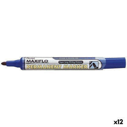 Marker permanent Pentel Maxiflo NLF50 Albastru 12 Piese (12 Unități) - Birou și papetărie, Pixuri, creioane și articole de scris