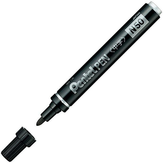 Marker permanent Pentel N50-BE Negru 12 Piese - Birou și papetărie, Pixuri, creioane și articole de scris