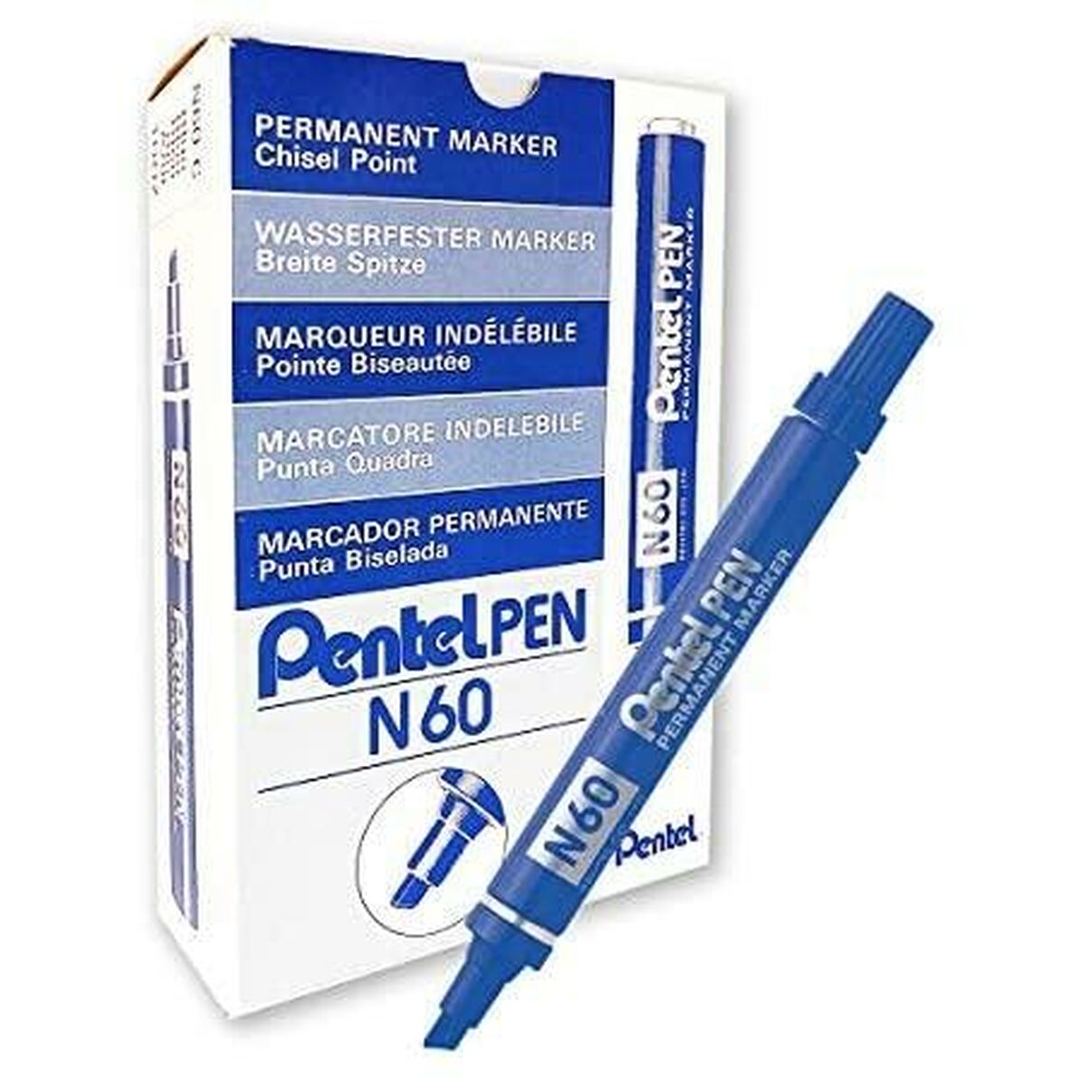 Marker permanent Pentel N60 Albastru 12 Piese - Birou și papetărie, Pixuri, creioane și articole de scris