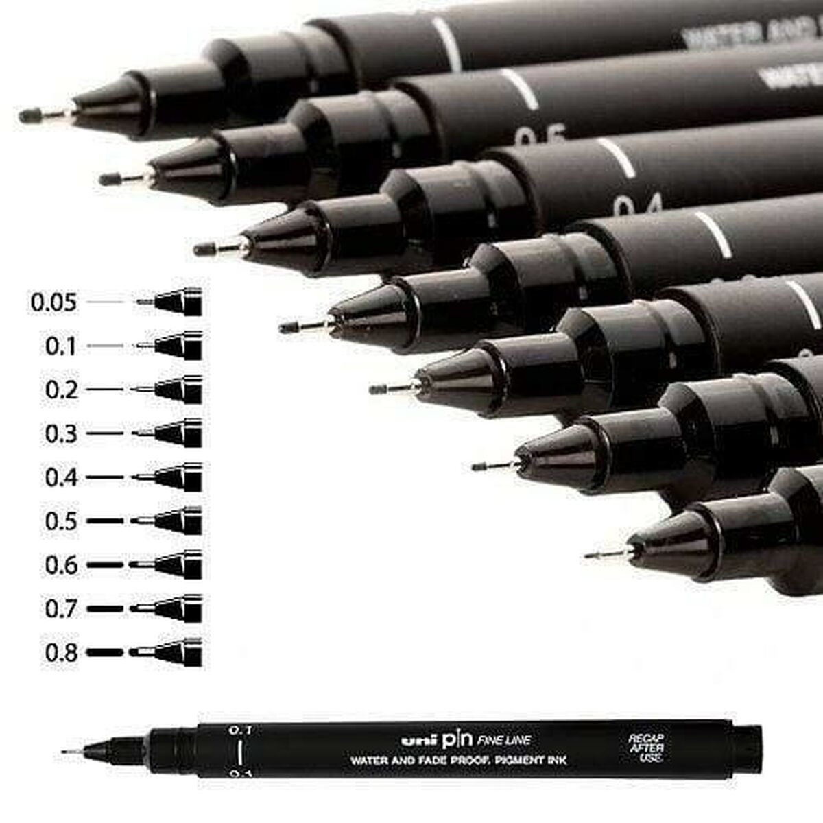 Marker permanent Uni-Ball PIN03-200(S) Negru 12 Piese - Birou și papetărie, Pixuri, creioane și articole de scris