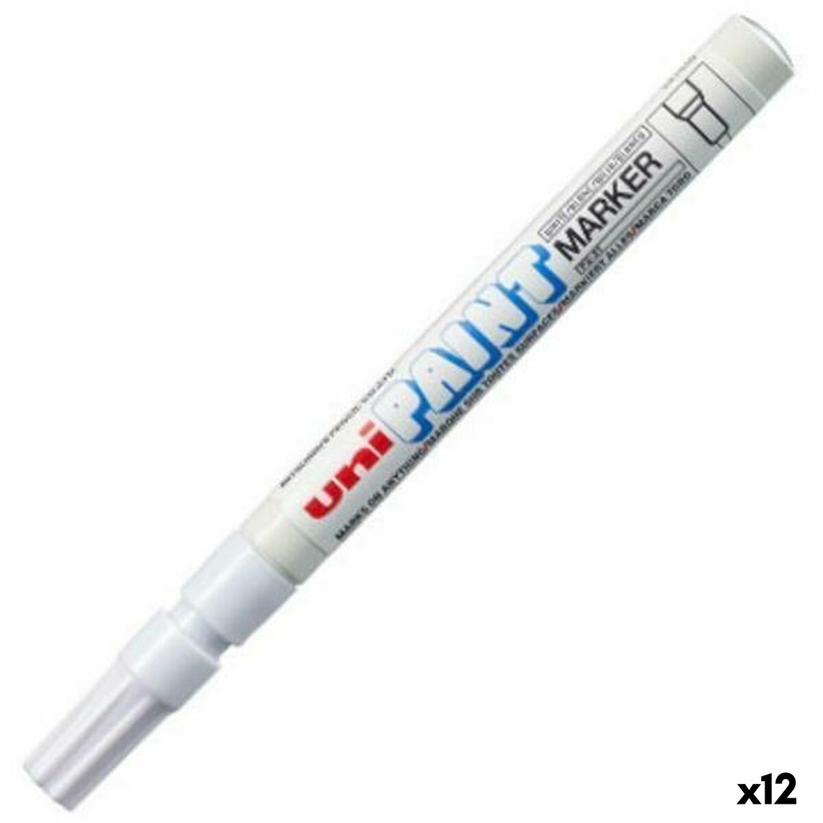 Marker permanent Uni-Ball PX-20 Alb (12 Unități) - Birou și papetărie, Pixuri, creioane și articole de scris