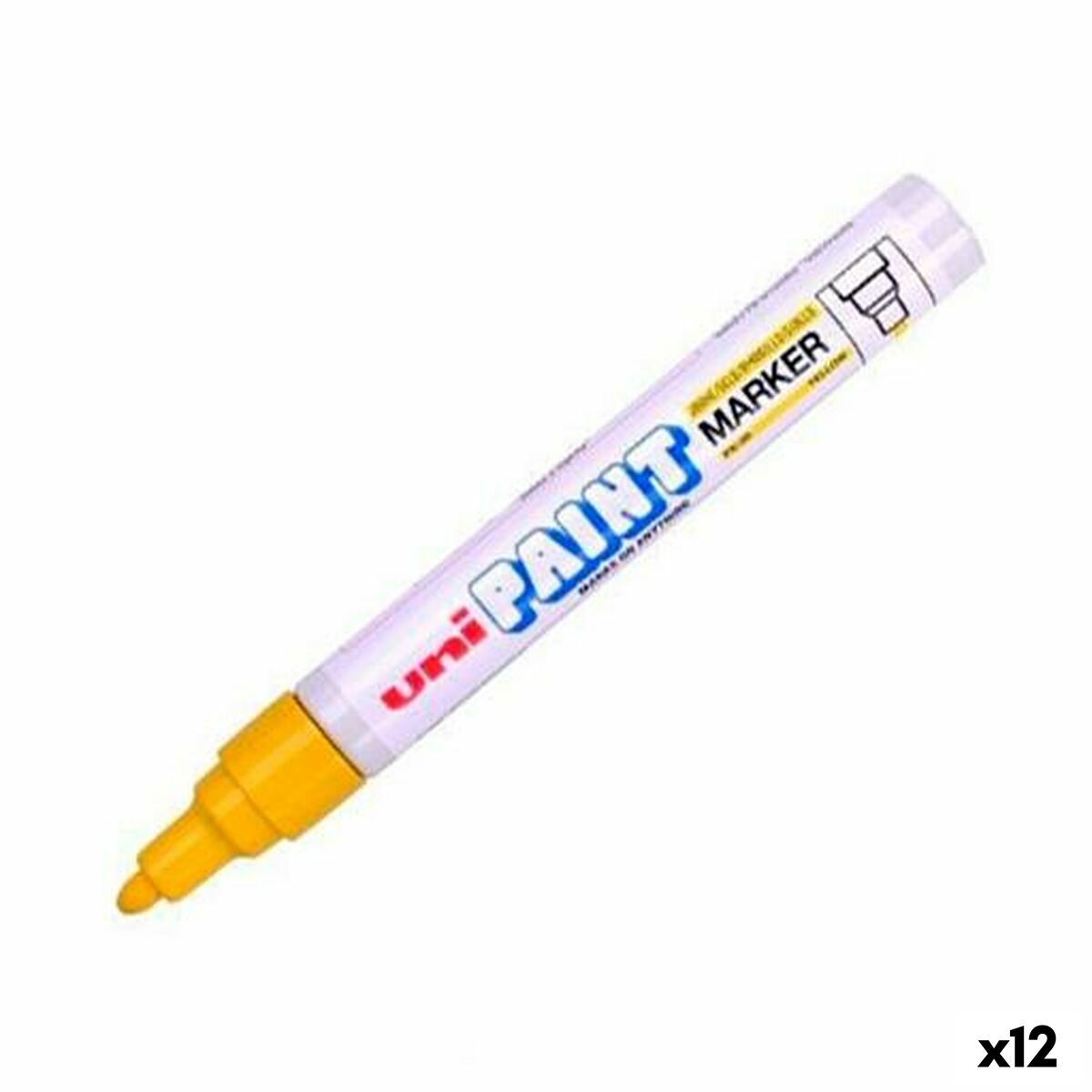 Marker permanent Uni-Ball PX-20 Galben 2,8 mm (12 Unități) - Birou și papetărie, Pixuri, creioane și articole de scris
