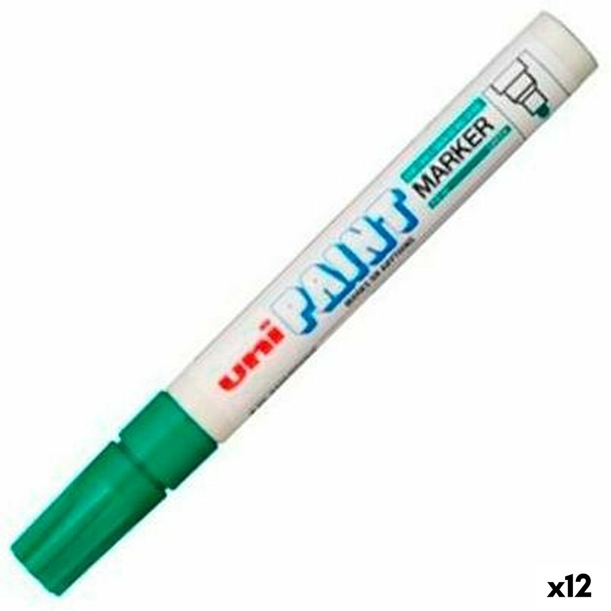 Marker permanent Uni-Ball PX-20 Verde (12 Unități) - Birou și papetărie, Pixuri, creioane și articole de scris