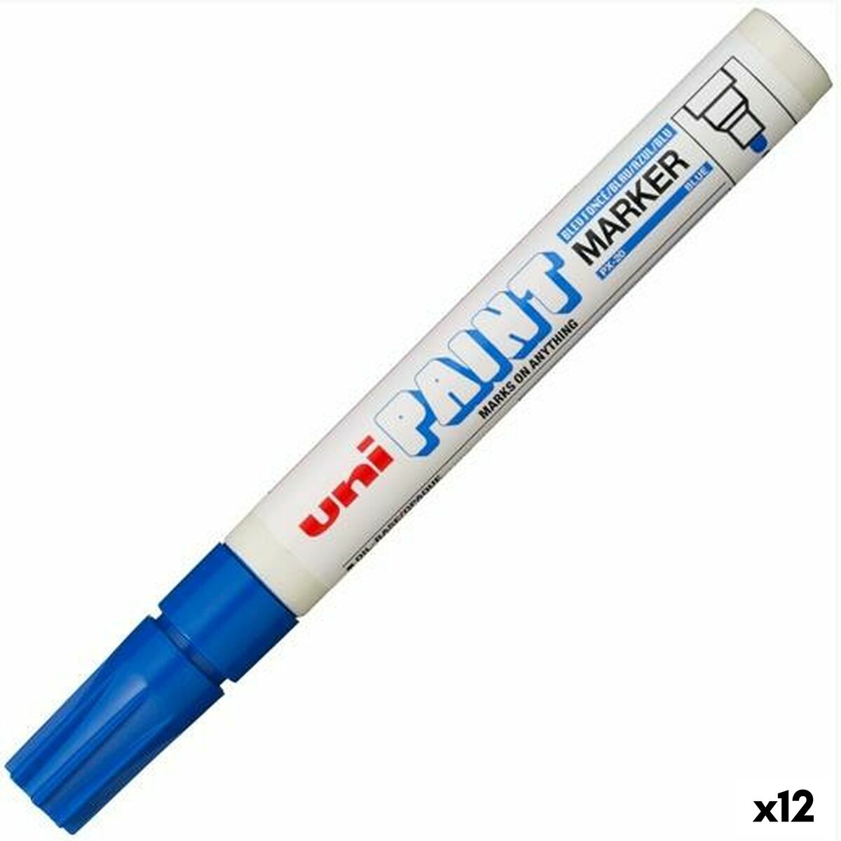 Marker permanent Uni-Ball PX-20 Albastru (12 Unități) - Birou și papetărie, Pixuri, creioane și articole de scris
