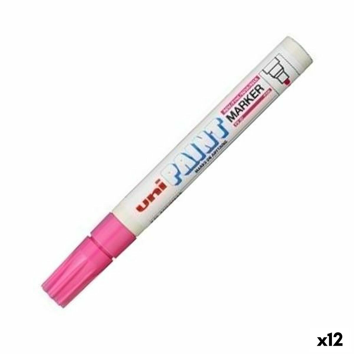 Marker permanent Uni-Ball PX-20 Roz (12 Unități) - Birou și papetărie, Pixuri, creioane și articole de scris