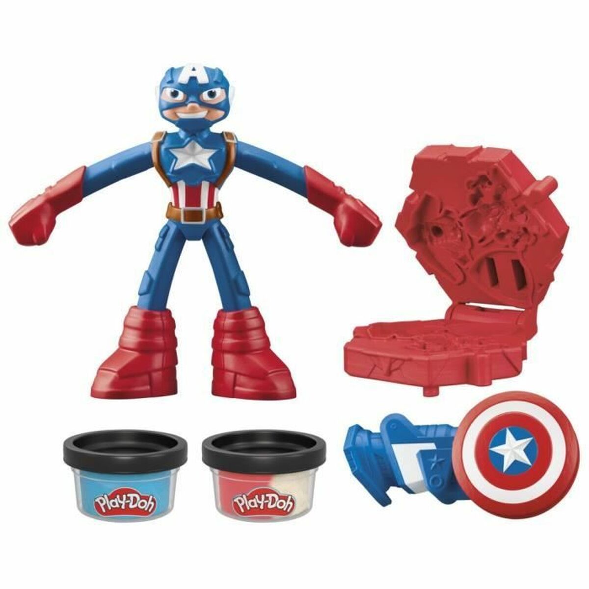 Joc de Plastilină Play-Doh Capitán América Set Stamper Shield Multicolor - Jucarii si jocuri, Activități creative