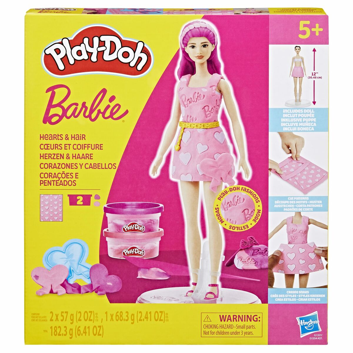 Joc de Plastilină Play-Doh Barbie Hearts & Hair Multicolor - Jucarii si jocuri, Activități creative