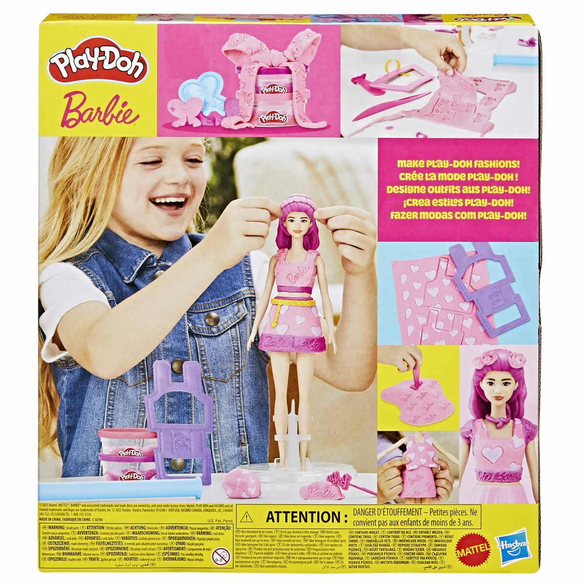 Joc de Plastilină Play-Doh Barbie Hearts & Hair Multicolor - Jucarii si jocuri, Activități creative