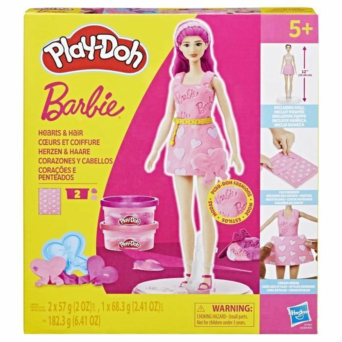 Joc de Plastilină Play-Doh Barbie Hearts & Hair Multicolor - Jucarii si jocuri, Activități creative