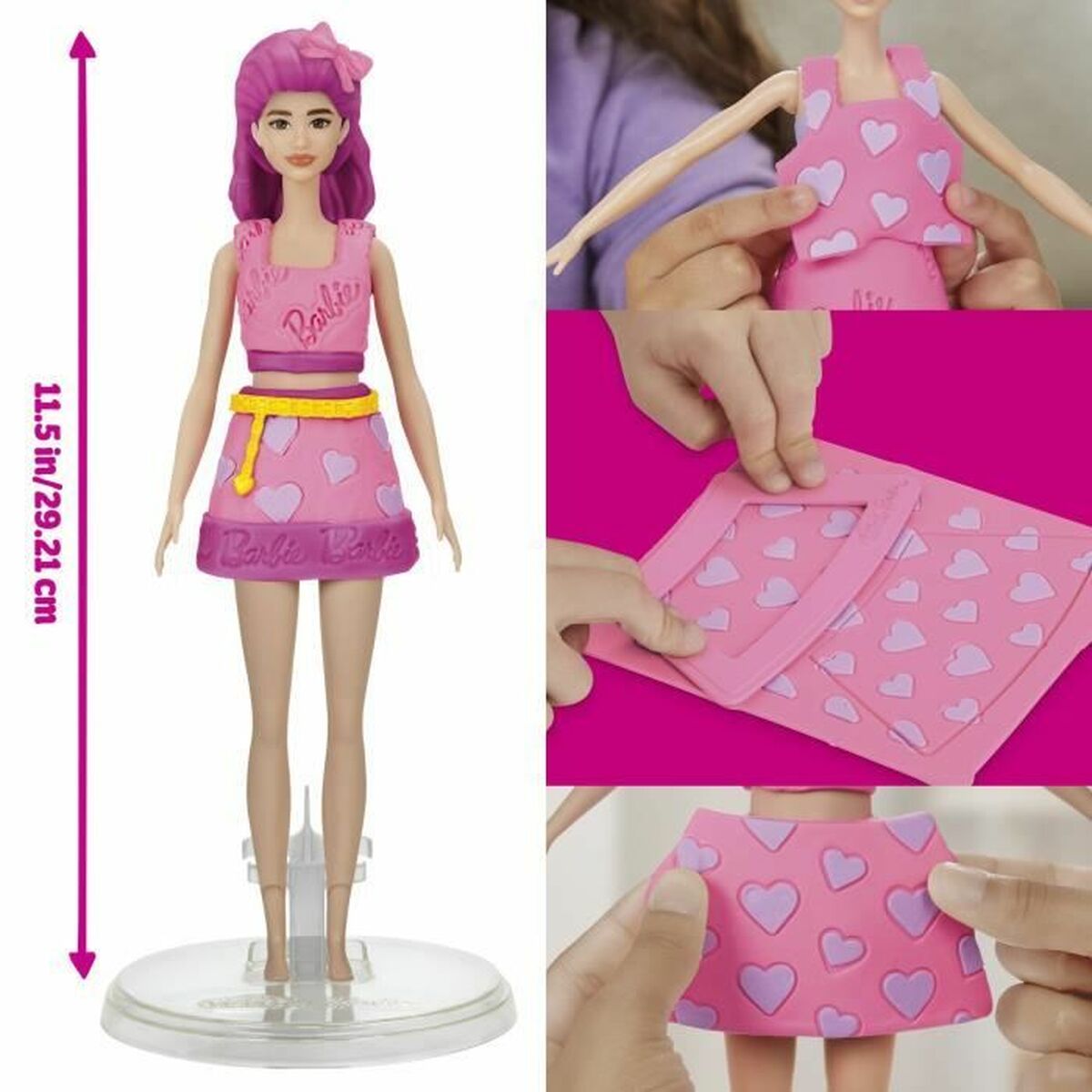 Joc de Plastilină Play-Doh Barbie Hearts & Hair Multicolor - Jucarii si jocuri, Activități creative
