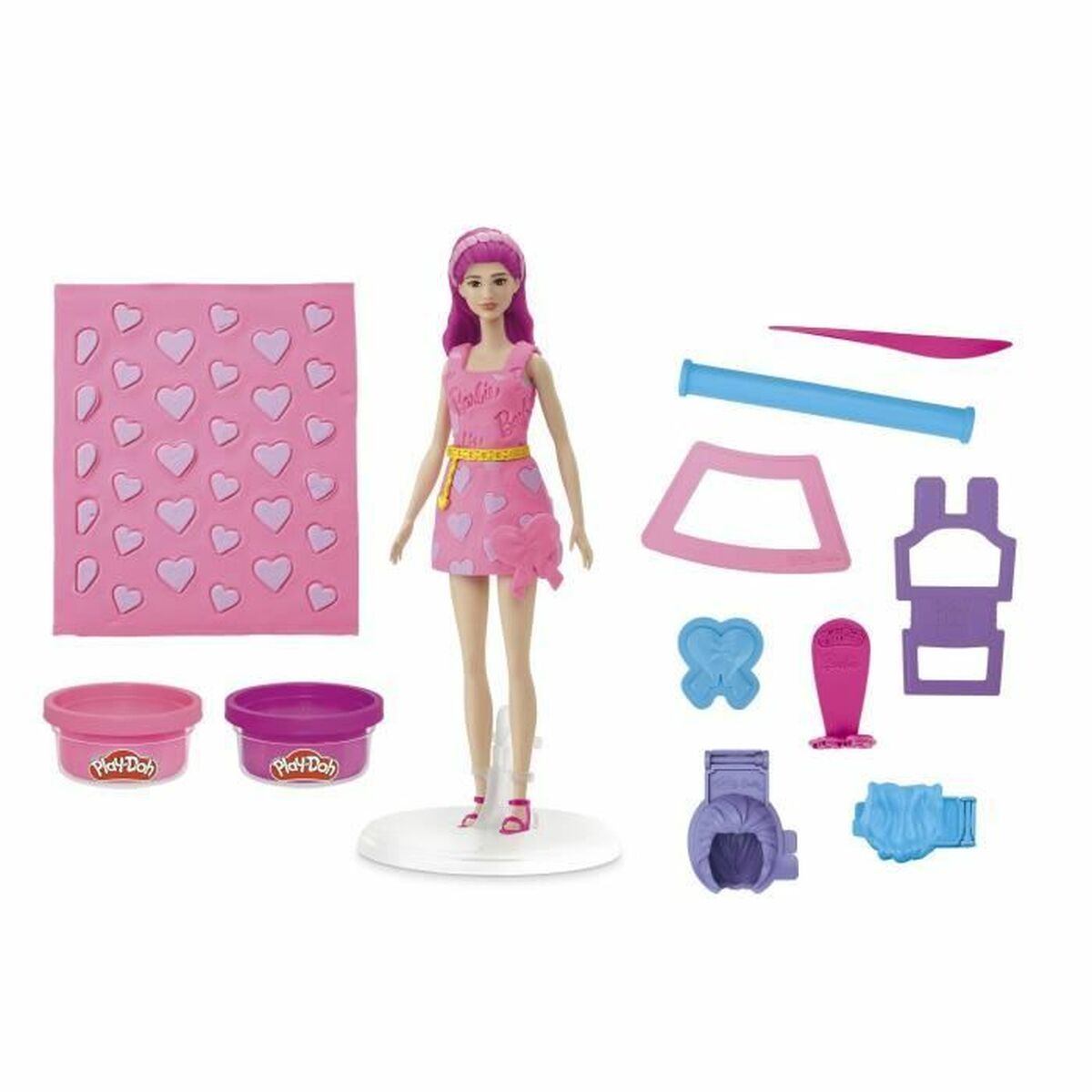 Joc de Plastilină Play-Doh Barbie Hearts & Hair Multicolor - Jucarii si jocuri, Activități creative