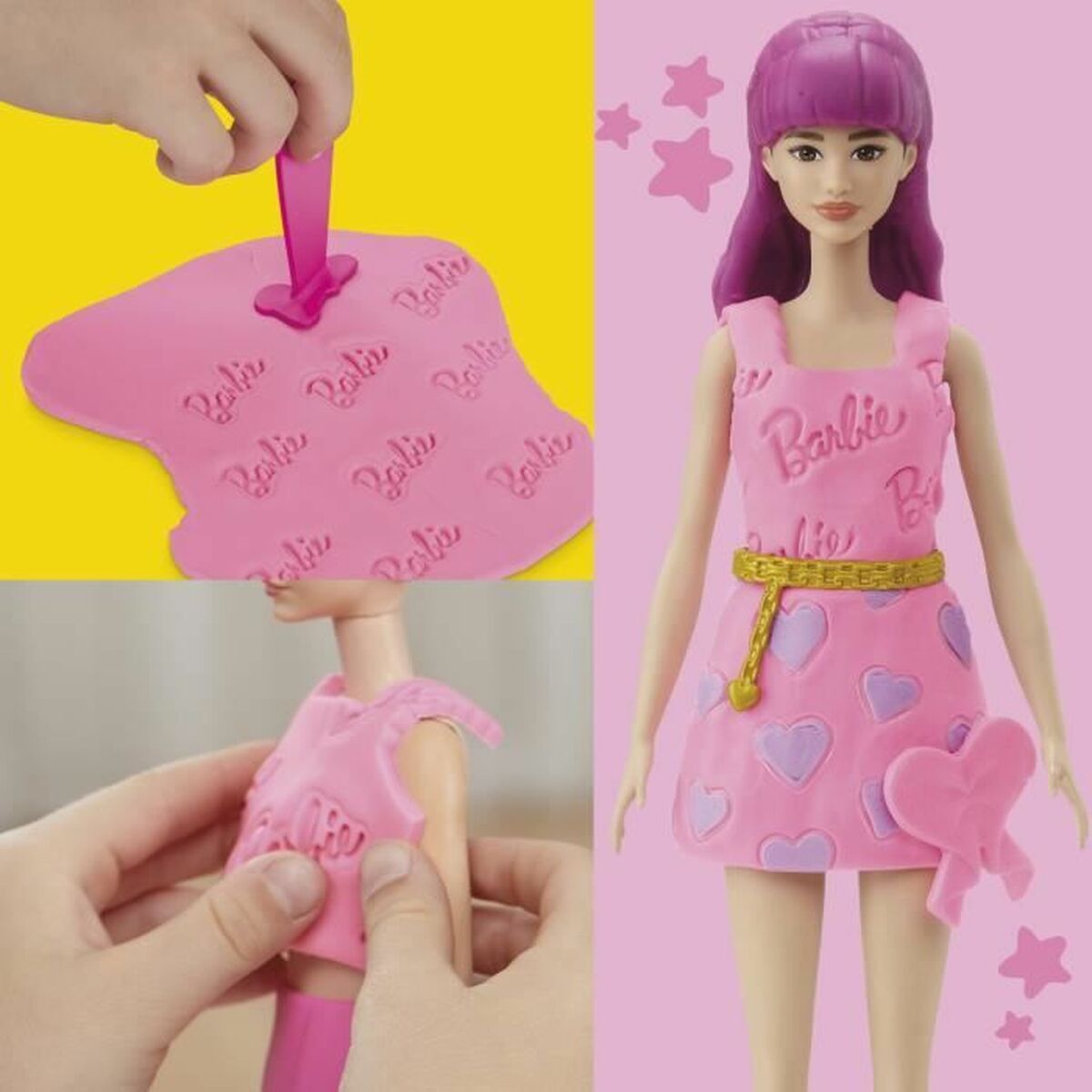 Joc de Plastilină Play-Doh Barbie Hearts & Hair Multicolor - Jucarii si jocuri, Activități creative