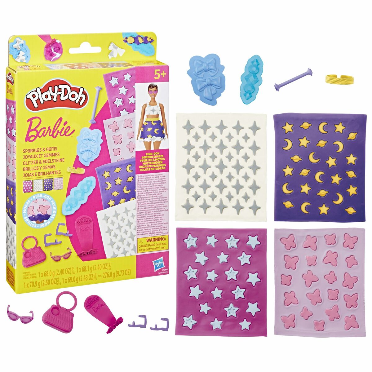 Joc de Plastilină Play-Doh Barbie Sparkles & Gems Multicolor - Jucarii si jocuri, Activități creative
