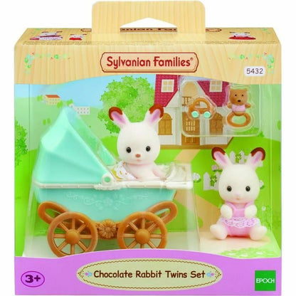 Playset Sylvanian Families Chocolate Bunny Twins and Double Stroller - Jucarii si jocuri, Păpuși și figurine