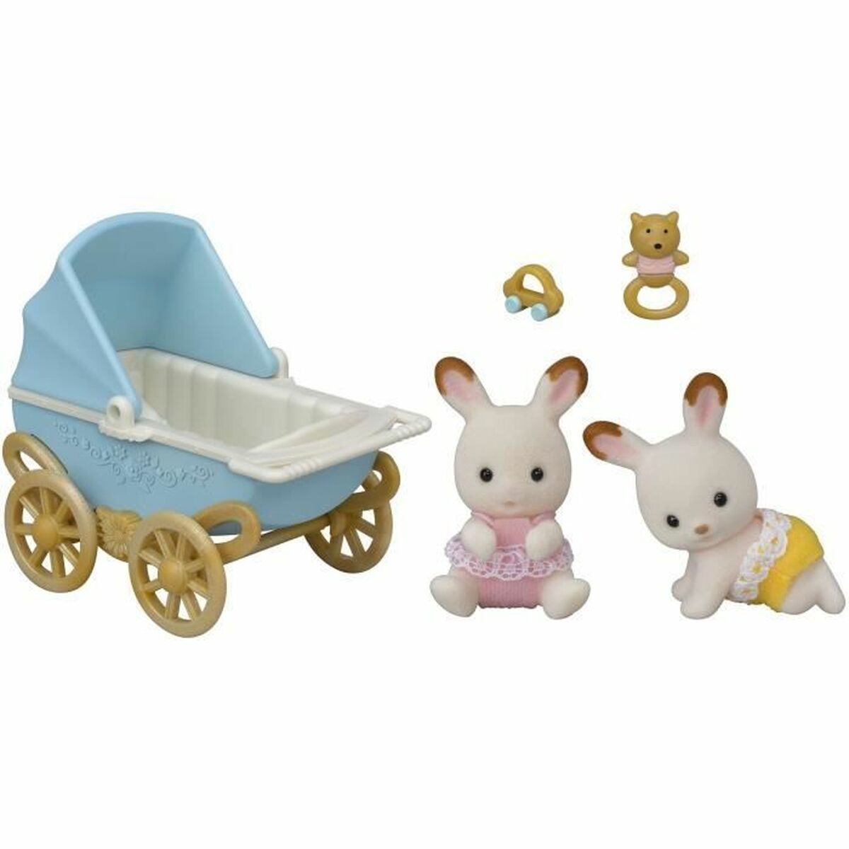 Playset Sylvanian Families Chocolate Bunny Twins and Double Stroller - Jucarii si jocuri, Păpuși și figurine