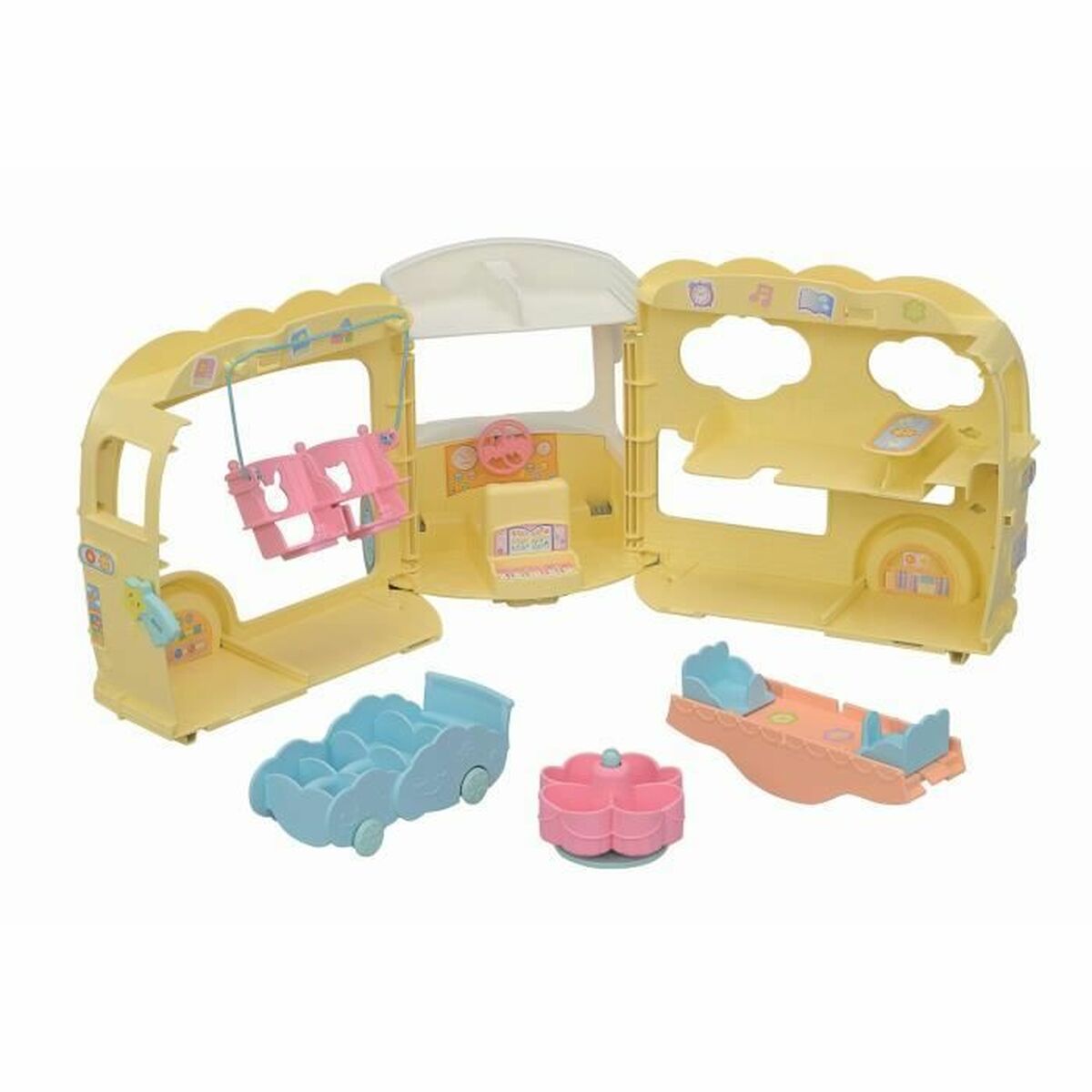 Accesorii pentru căsuțe de păpuși Sylvanian Families 5744 Rainbow Fun Nursery Bus - Jucarii si jocuri, Păpuși și accesorii
