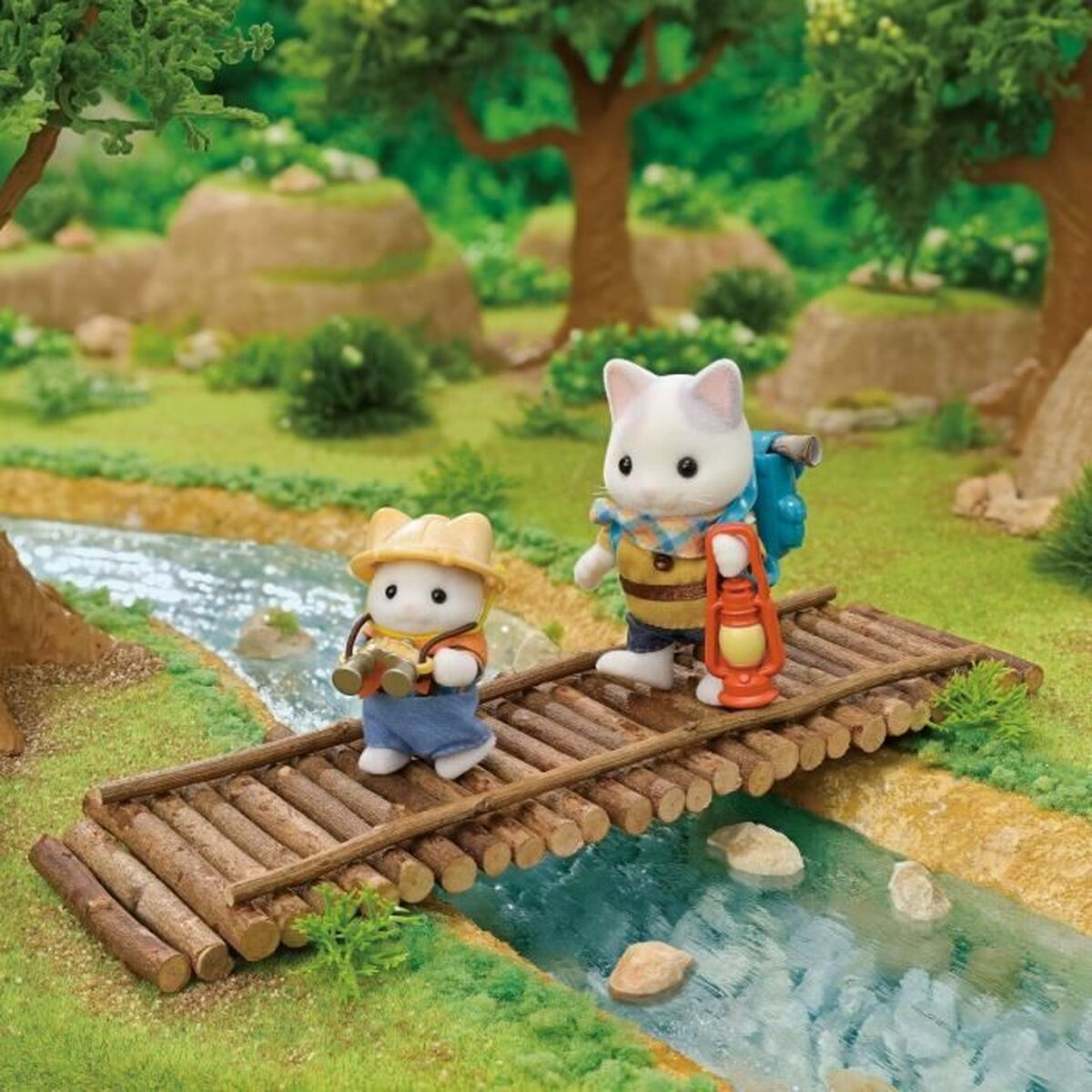 Playset Sylvanian Families Son and Baby Cat Latte - Secret Forest Adventure - Jucarii si jocuri, Păpuși și figurine