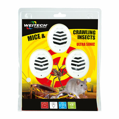 Repelent pentru dăunători Weitech Ultrasonic (3 Unități) - Curte, Gradinărit