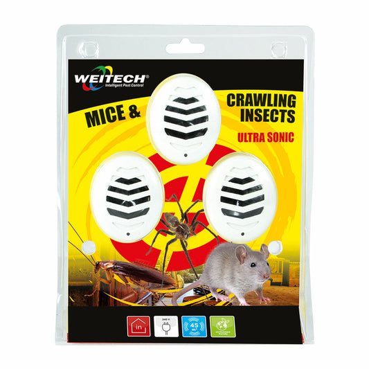 Repelent pentru dăunători Weitech Ultrasonic (3 Unități) - Curte, Gradinărit
