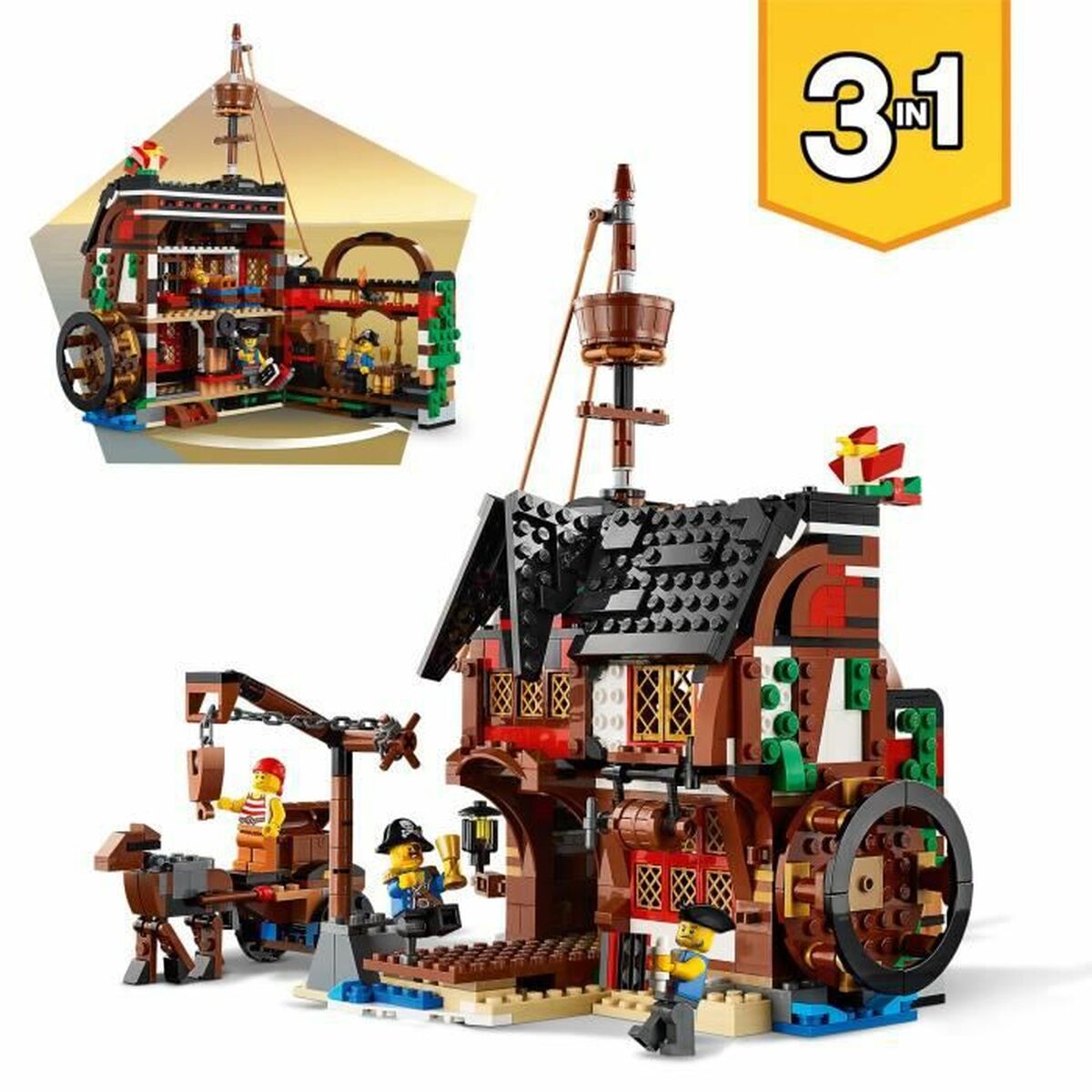 Set de Jucării cu Vehicule Lego Creator 31109 Pirate Ship 3 în 1 1260 Piese - Jucarii si jocuri, Păpuși și figurine