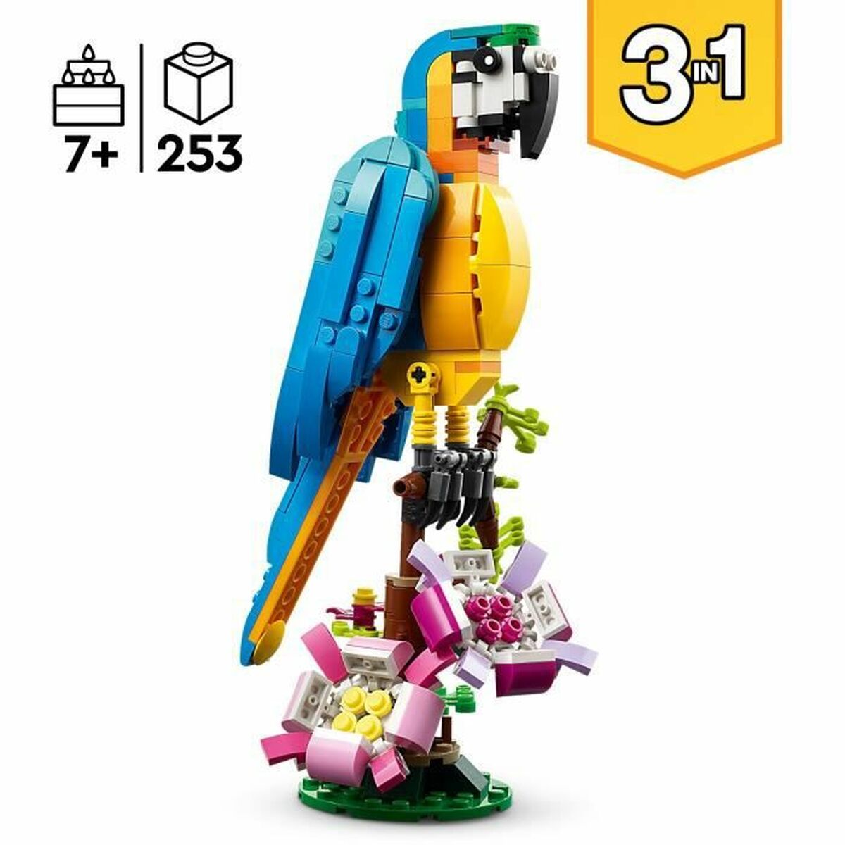 Set de Construcție Lego Creator 31136 Exotic parrot with frog and fish 3 în 1 253 Piese - Jucarii si jocuri