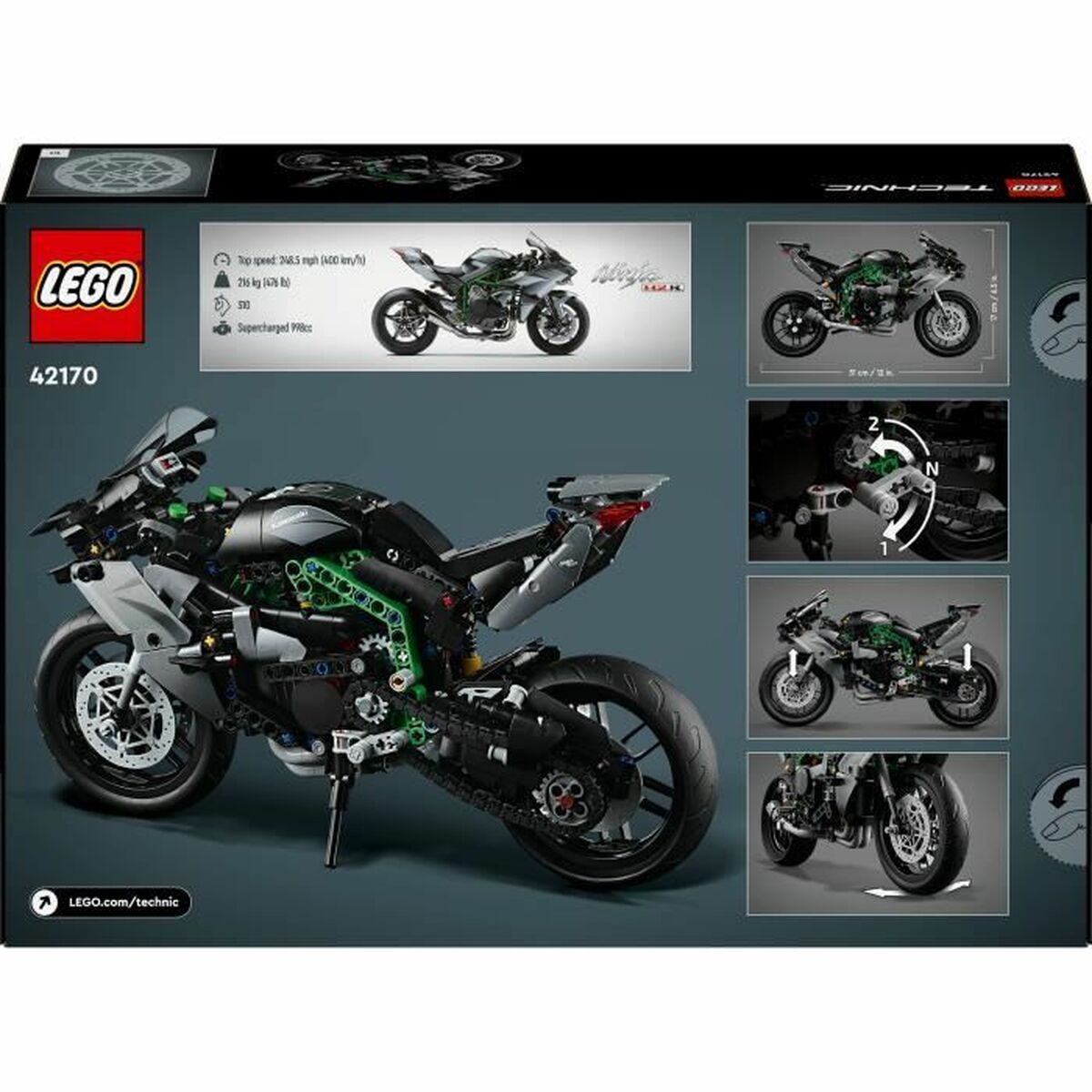 Set de Construcție Lego Technic 42170 Kawasaki Ninja H2R Negru 643 Piese - Jucarii si jocuri
