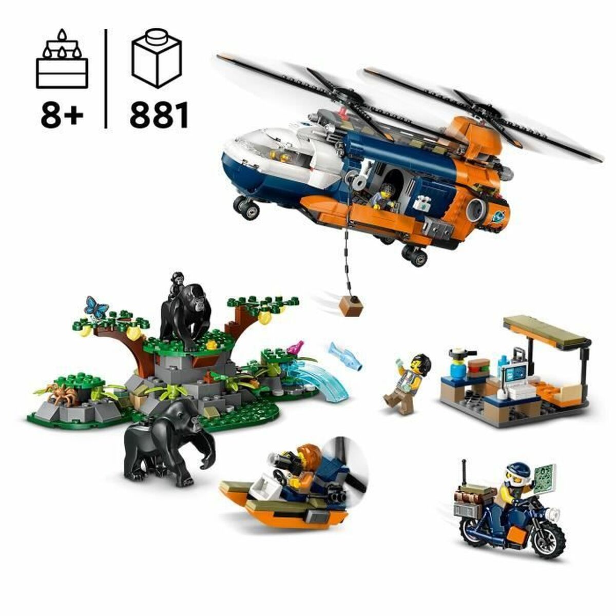 Set de Construcție Lego 60437 Jungle Explorer Helicopter Base Camp Multicolor - Jucarii si jocuri