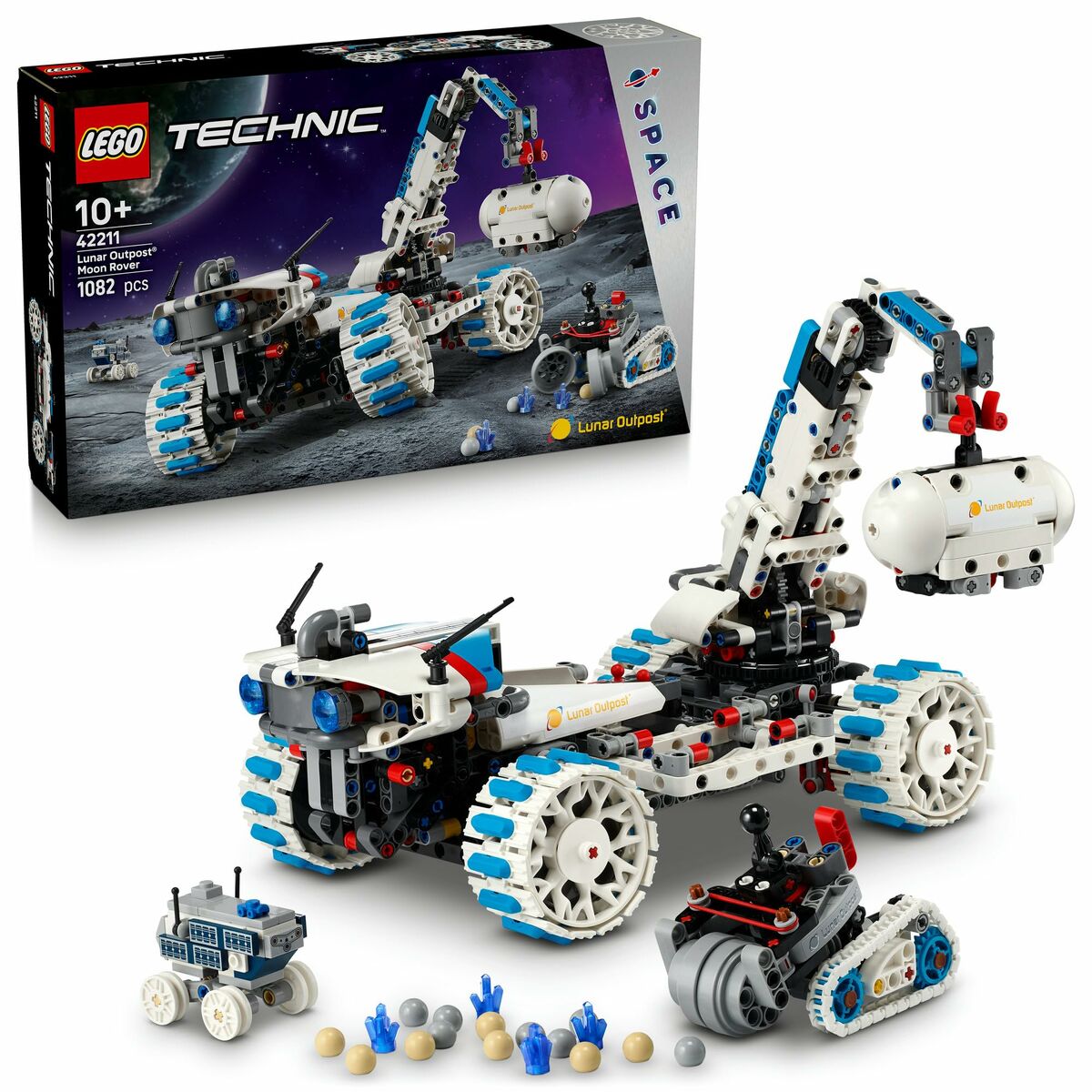Set de Construcție Lego 42211 Lunar Outpost Moon Rover Space Vehicle 1082 Piese - Jucarii si jocuri