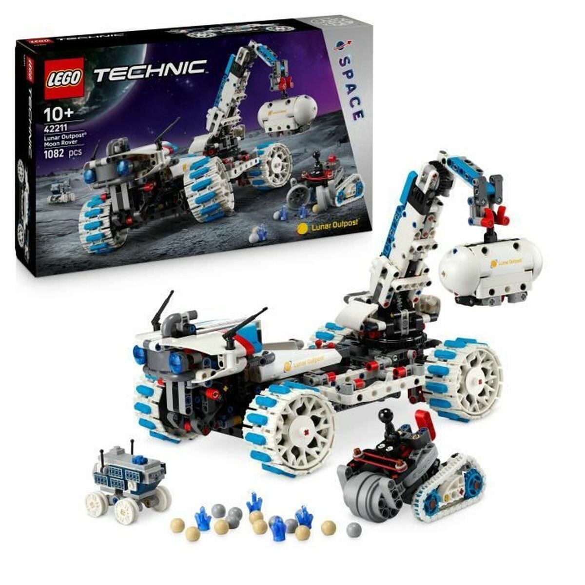 Set de Construcție Lego 42211 Lunar Outpost Moon Rover Space Vehicle 1082 Piese - Jucarii si jocuri
