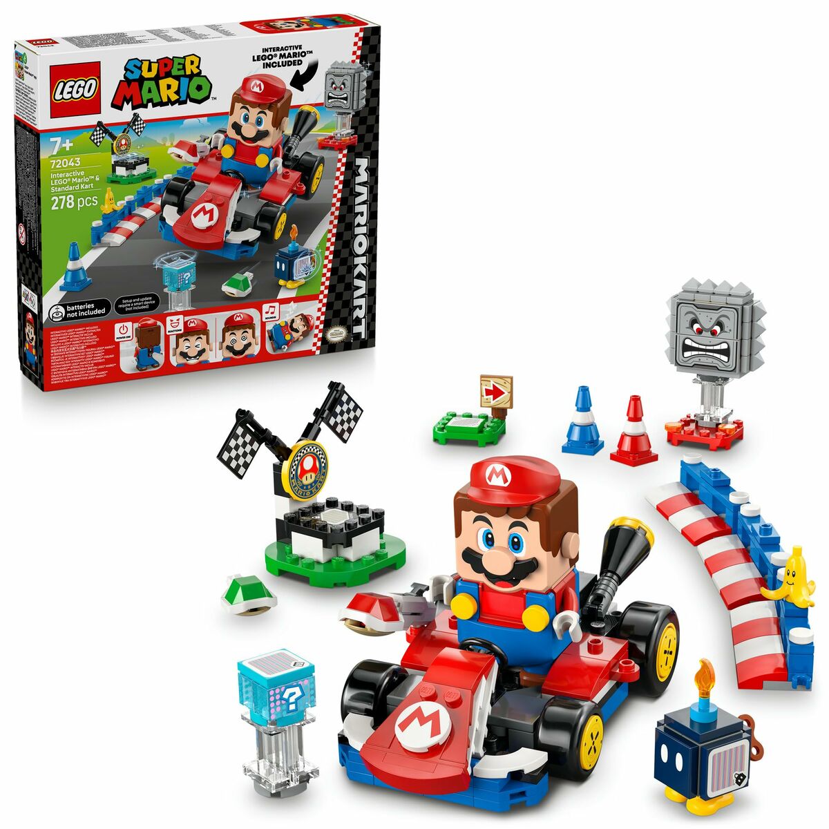 Set de Construcție Lego 72043 Interactive LEGO Mario and Standard Kart 278 Piese - Jucarii si jocuri