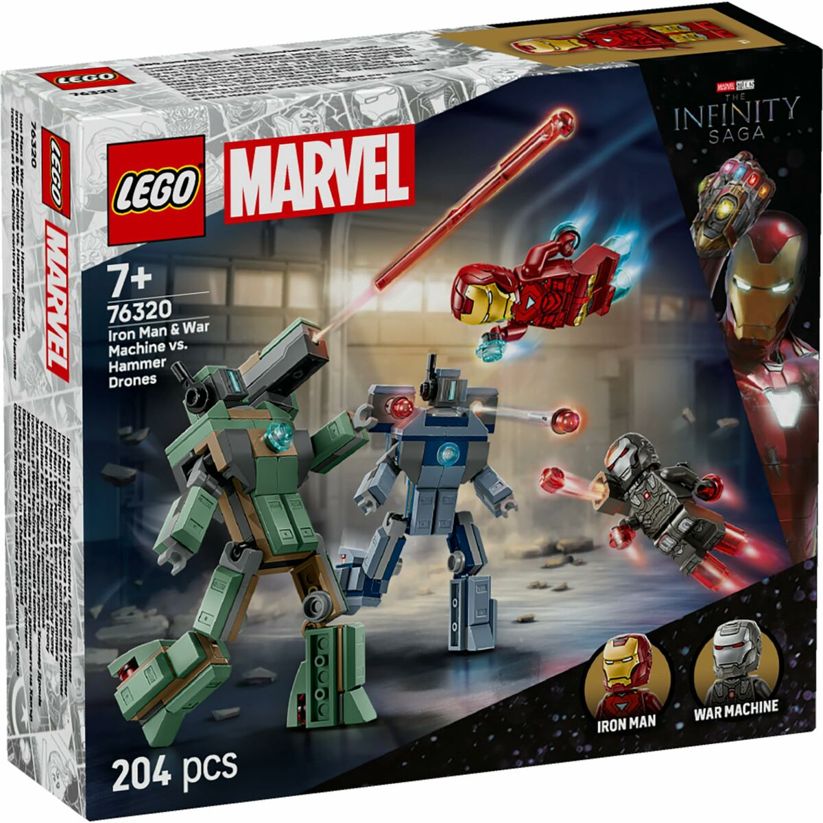 Set de Construcție Lego 76320 Iron Man & War Machine VS Hammer Drones 204 Piese - Jucarii si jocuri