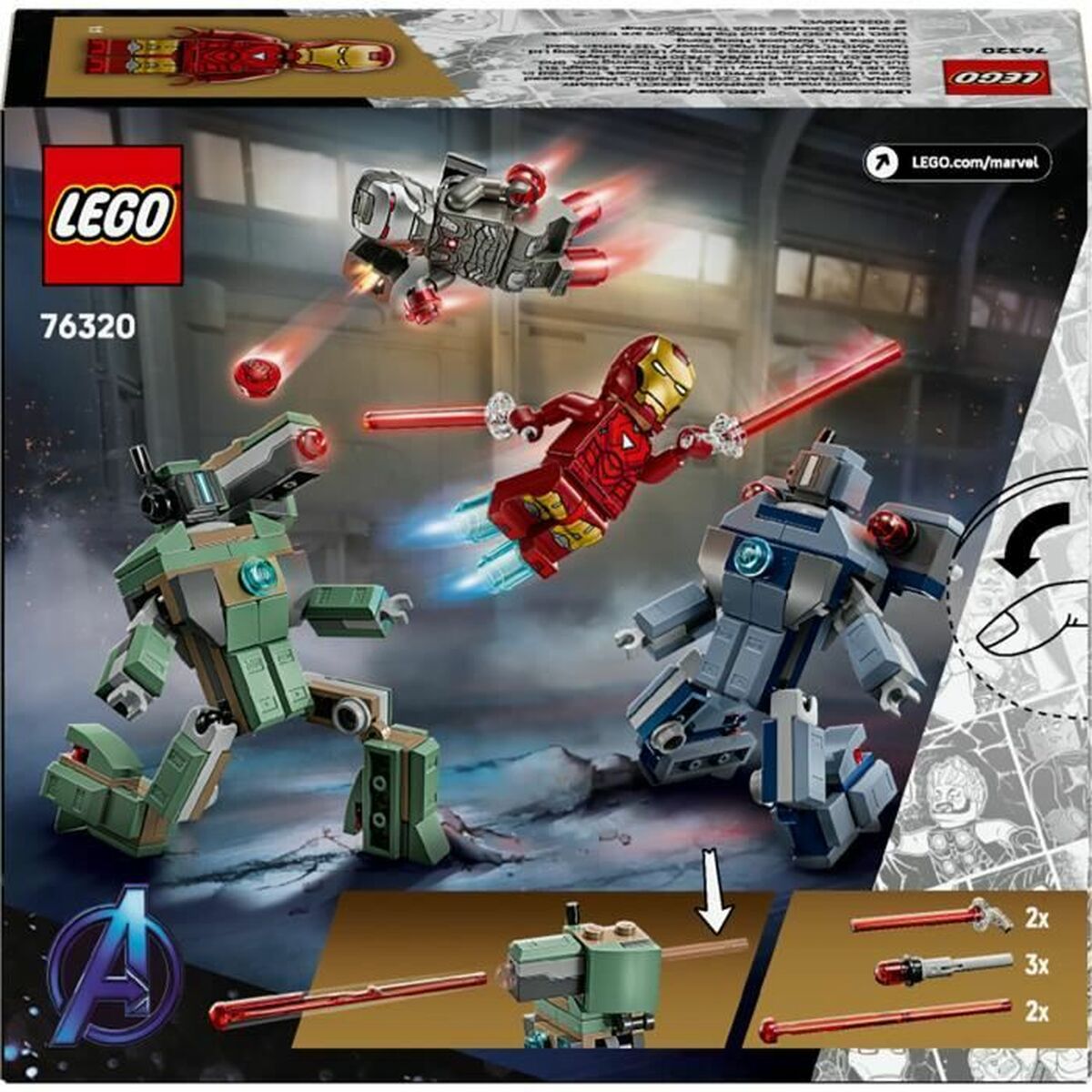 Set de Construcție Lego 76320 Iron Man & War Machine VS Hammer Drones 204 Piese - Jucarii si jocuri