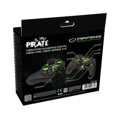 Telecomandă Jocuri Gaming Esperanza Pirate EGG114K USB 2.0 Negru Verde Microsoft Xbox One PC Xbox Series X Xbox Series S - Electronică, Joc video