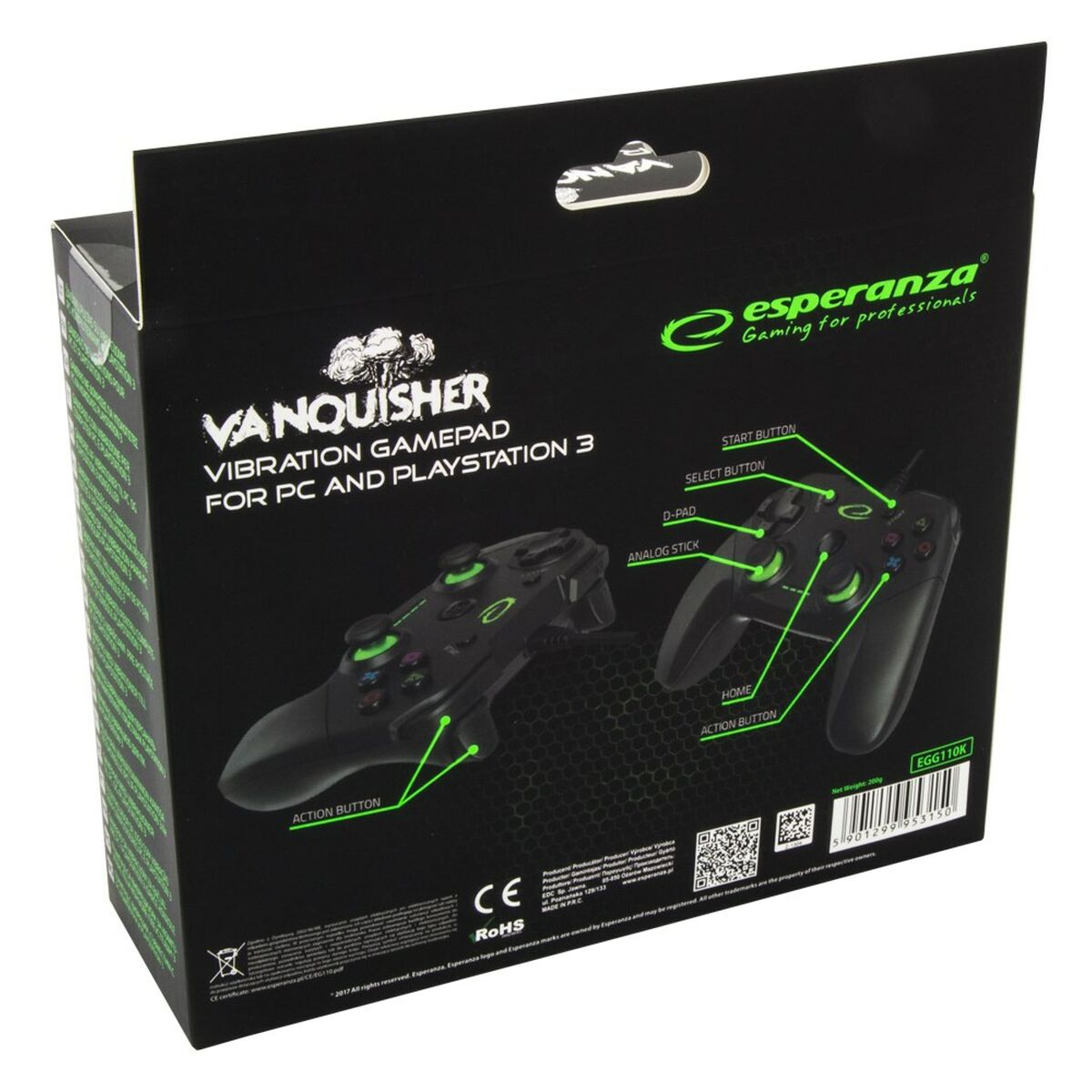 Telecomandă Jocuri Gaming Esperanza Vanquisher GX550 USB 2.0 Negru PC PlayStation 3 - Electronică, Joc video