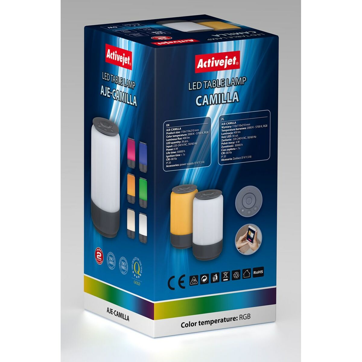 Lumină de veghe Activejet AJE-CAMILLA RGB Negru Da 80 - Iluminare, Iluminat interior