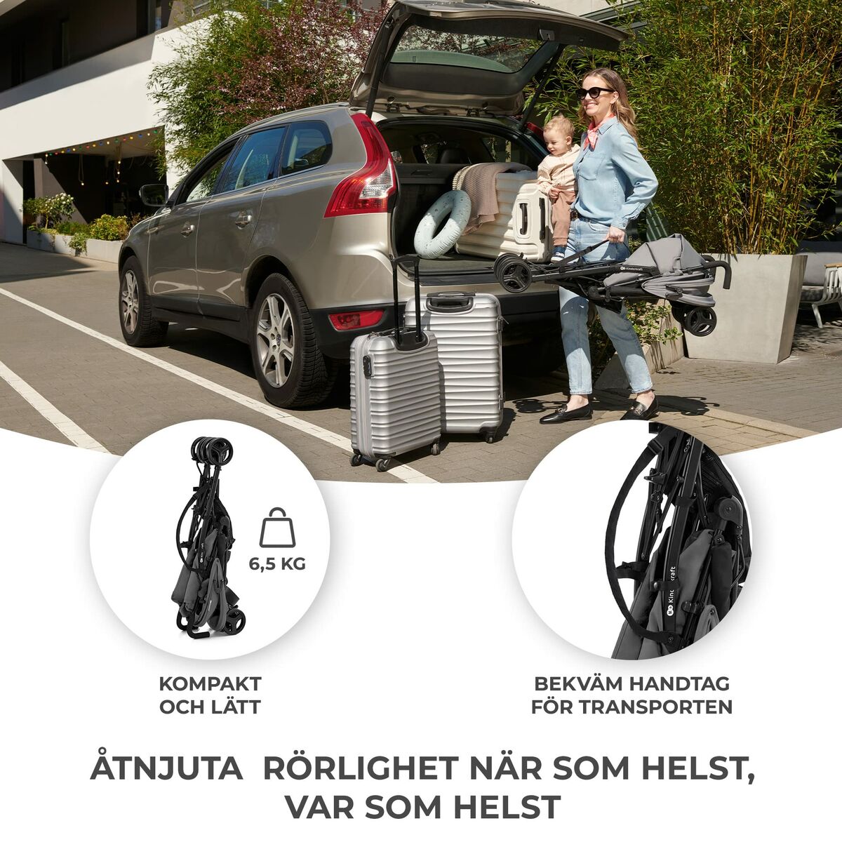 Cărucior de plimbat bebe Kinderkraft KSTIK000GRY0000 Gri 1 Piese - Bebelus, Cărucioare, scaune și accesorii