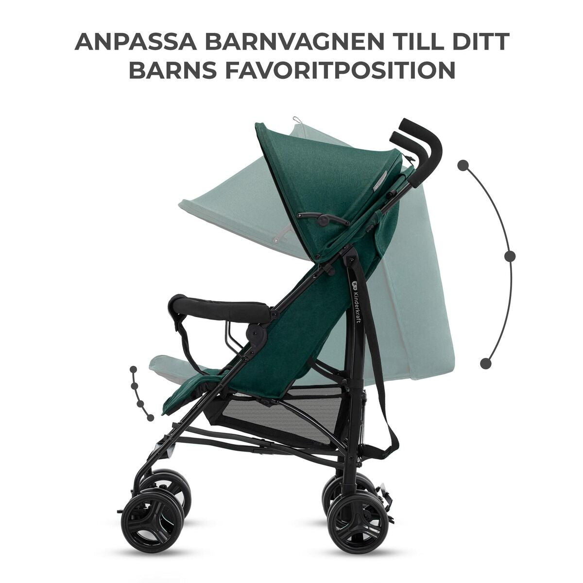 Cărucior de plimbat bebe Kinderkraft KSTIK000GRE0000 Verde 1 Piese - Bebelus, Cărucioare, scaune și accesorii